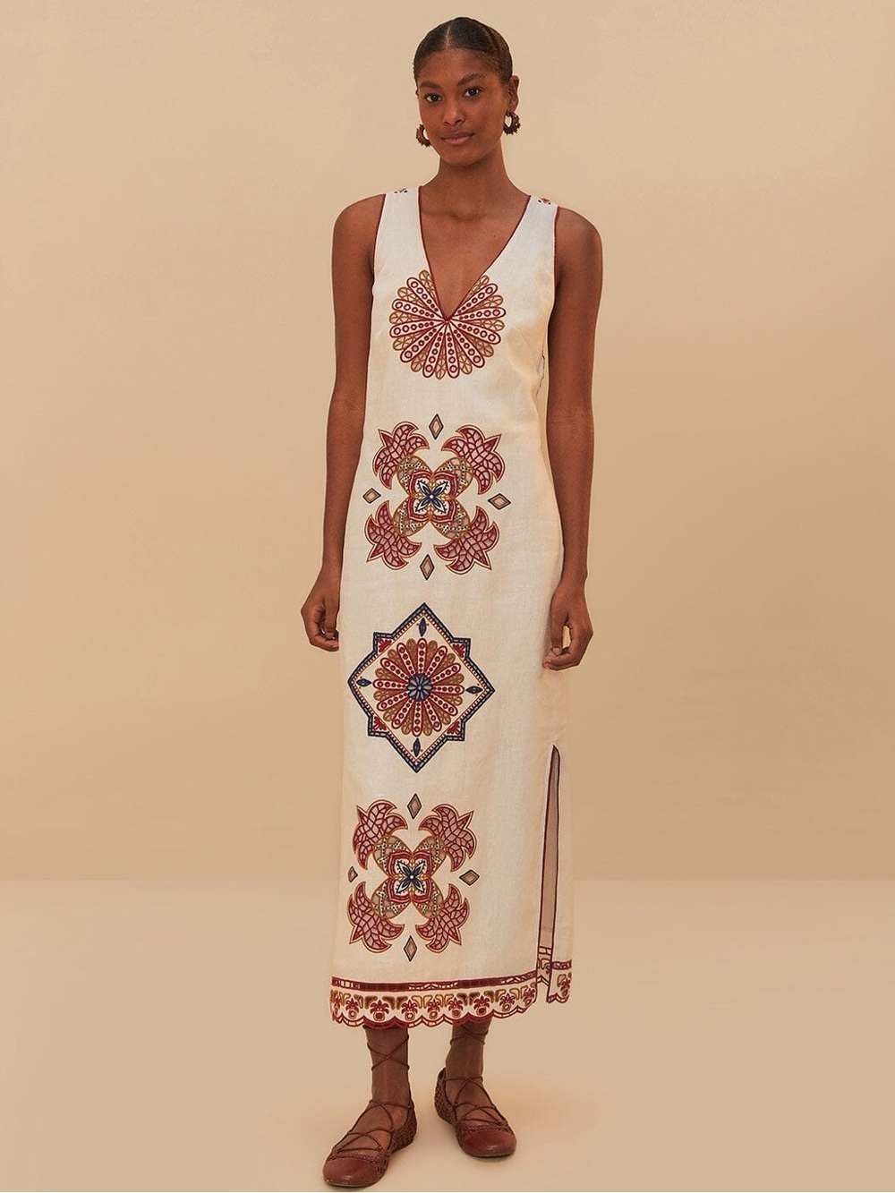 Farm Rio Marys Tiles Richelieu Midi Dress - Picture 2 of 8
